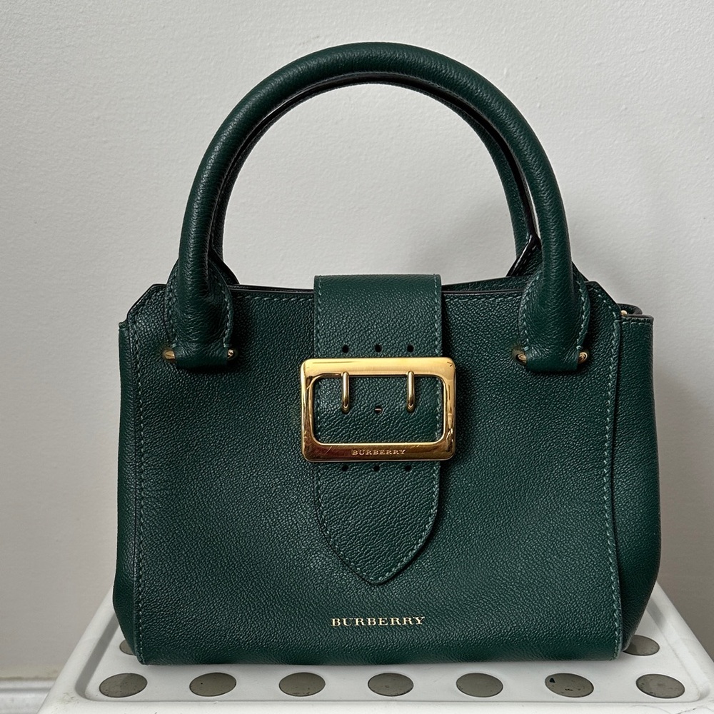 Burberry Forest Green Satchel with Gold Accent